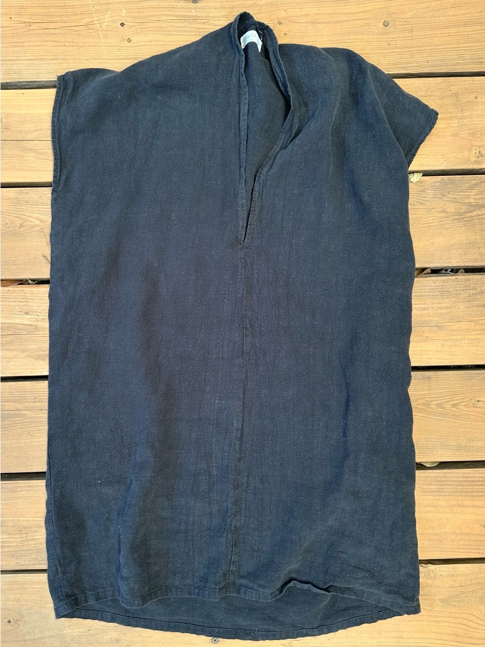 HACKWITH Design House Black Tunic Dress  Women’s  Linen Top SMALL XS Bohemian